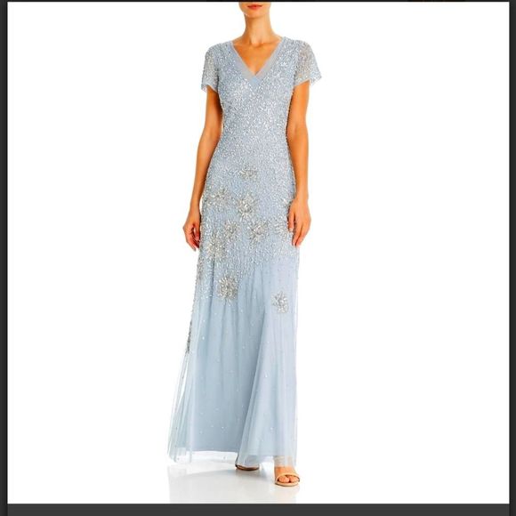 Adrianna Papell Dresses & Skirts - Adrianna Papell Womens Embellished Short Sleeves E